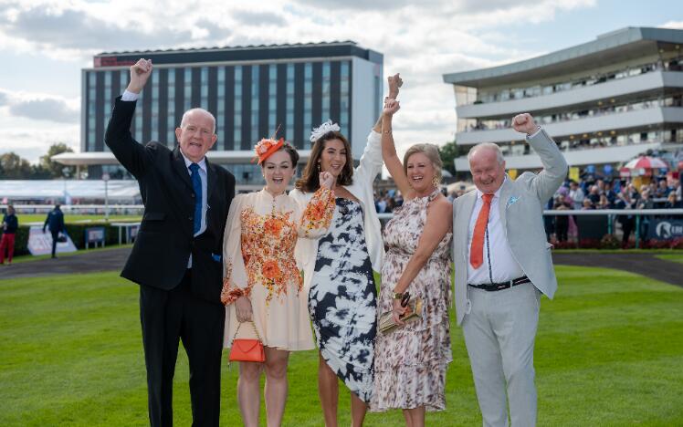 St Leger superstars celebrating at the Betfred Doncaster Cup Day